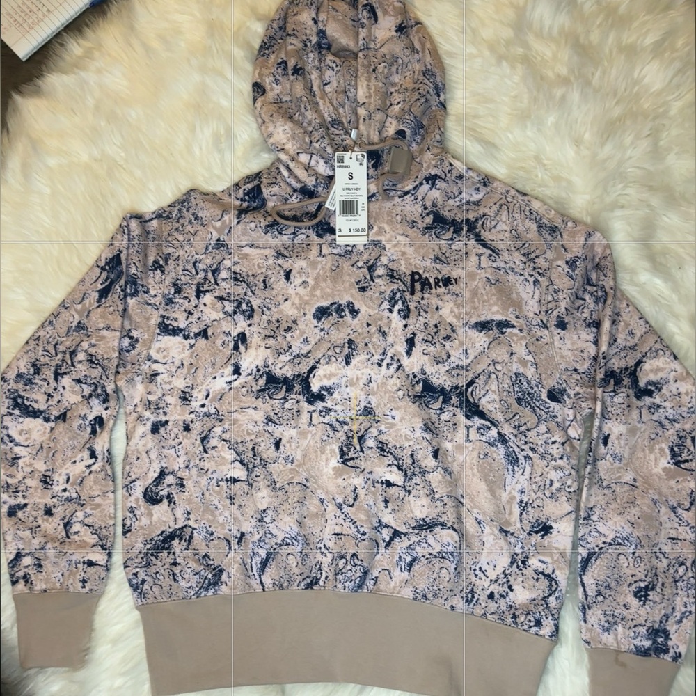 Adidas Originals Tan and Blue Floral Hoodie